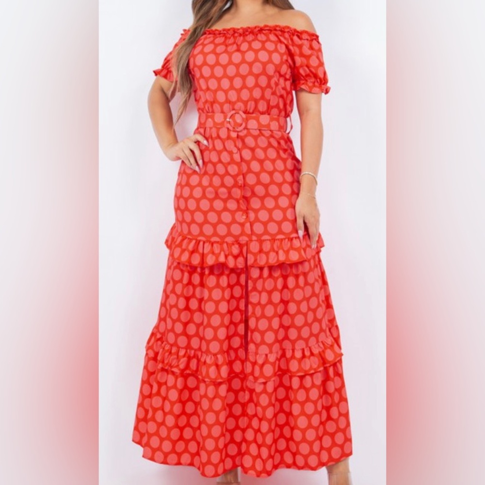 Red Polka Dot Ruffle Dress